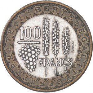 IVe République (1947-1958). Essai bimétallique (cupro-aluminium / cupro-nickel) de 100 francs Bazor 1950, Paris.