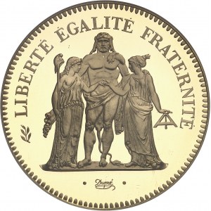 Ve République (1958 à nos jours). Piéfort de 50 francs Hercule, Flan bruni (PROOF) 1976, Pessac.