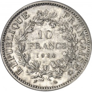 Ve République (1958 à nos jours). Pré-série de 10 francs Hercule, sans le mot ESSAI 1964, Paris.