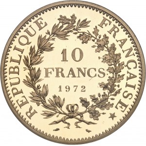 Ve République (1958 à nos jours). Piéfort de 10 francs Hercule, Flan bruni (PROOF) 1972, Paris.