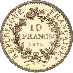 Ve République (1958 à nos jours). Piéfort de 10 francs Hercule, Flan bruni (PROOF) 1972, Paris.