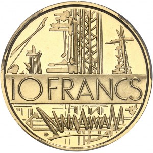 Ve République (1958 à nos jours). Piéfort de 10 francs Mathieu, Flan bruni (PROOF) 1974, Paris.