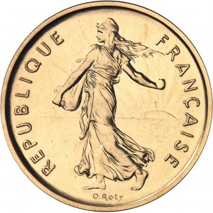 Ve République (1958 à nos jours). Piéfort de 5 francs Semeuse, Flan bruni (PROOF) 1972, Paris.