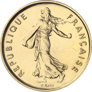 Ve République (1958 à nos jours). Piéfort de 5 francs Semeuse, Flan bruni (PROOF) 1979, Pessac.