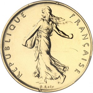 Ve République (1958 à nos jours). Piéfort de 1 franc Semeuse, Flan bruni (PROOF) 1974, Paris.