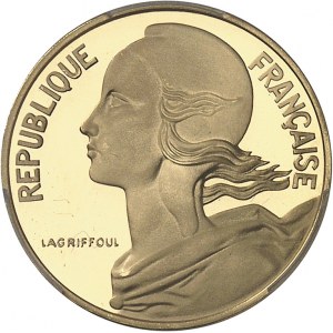 Ve République (1958 à nos jours). Piéfort de 10 centimes Marianne, Flan bruni (PROOF) 1974, Paris.