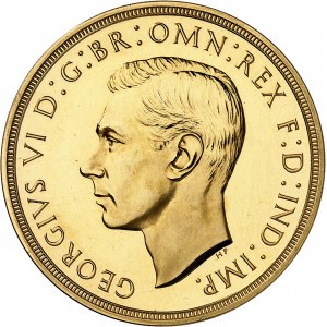 Georges VI (1936-1952). 5 livres (5 pounds), Flan bruni (PROOF) 1937, Londres.