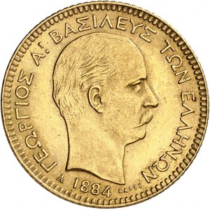 Georges Ier (1863-1913). 20 drachmes Or 1884, A, Paris.