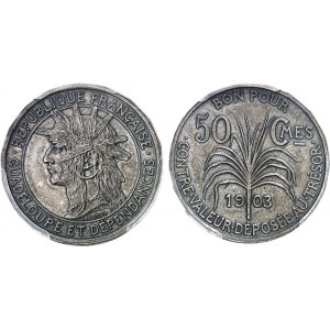 IIIe République (1870-1940). Coffret comprenant 2 épreuves en argent de 50 centimes et 1 franc 1903, Paris.