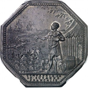 Louis XVI (1774-1792). Jeton de la Compagnie de la Guyan[n]e Française, agriculture et com[m]erce ND (1774-1793), Paris.