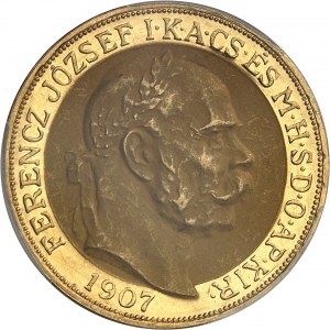 François-Joseph Ier (1848-1916). 100 kronen, 40e anniversaire du couronnement à Budapest 1907, Kremnitz.