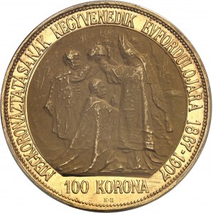 François-Joseph Ier (1848-1916). 100 kronen, 40e anniversaire du couronnement à Budapest 1907, Kremnitz.