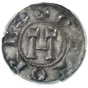 Lucques, au nom d’Otton IV (1209-1315). Denier au Volto Santo (Saint Voult) ND (1250-1257), Lucques.