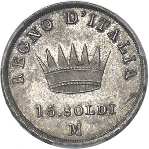 Milan, royaume d’Italie, Napoléon Ier (1805-1814). 15 soldi 1814, M, Milan.