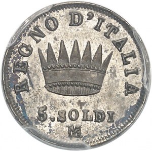 Milan, royaume d’Italie, Napoléon Ier (1805-1814). 5 soldi 1814, M, Milan.