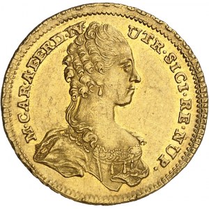 Naples et Sicile, Ferdinand IV (1759-1816). Médaillette ou jeton d’or, mariage par procuration de Ferdinand IV et de Marie-Caroline 1768, Vienne.