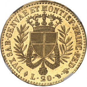 Savoie-Sardaigne, Victor-Emmanuel Ier (1814-1821). 20 lire, variété avec point après PRINC 1821, Turin.