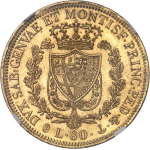 Savoie-Sardaigne, Charles-Félix (1821-1831). 80 lire 1830, ancre, Gênes.