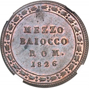 Vatican, Léon XII (1823-1829). Demi-baiocco 1826 - An III, Rome.
