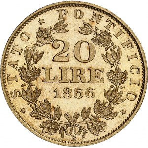 Vatican, Pie IX (1846-1878). 20 lire 1866, R, Rome.