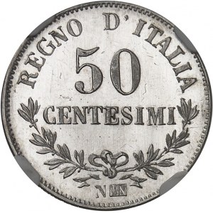Victor-Emmanuel II (1861-1878). 50 centesimi, Flan bruni (PROOF) 1863, N, Naples.