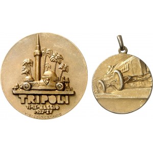 Victor-Emmanuel III (1900-1946). Lot de 2 médailles de l’Automobile club de Tripoli 1934-1937, Milan (Johnson).