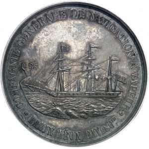 Second Empire / Napoléon III (1852-1870). Jeton de la Compagnie générale de navigation à vapeur Bazin, Léon Gay et Compagnie par Aumoitte ND (1854), Paris (Stern).