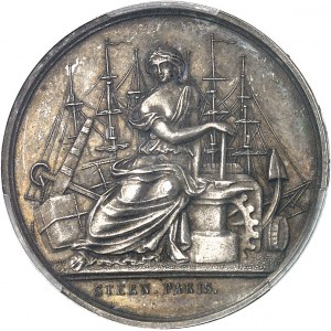 Second Empire / Napoléon III (1852-1870). Épreuve uniface d’avers du jeton du Comptoir de la Méditerranée, Gay Bazin et Compagnie, en argent avec 4 ergots 1856 (1860-1879), Paris (Stern).