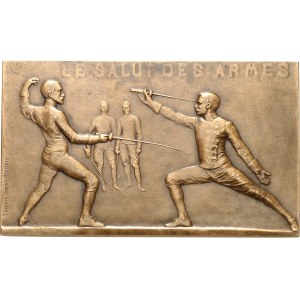 Albert Ier (1889-1922). Plaque, Le salut des armes, l’escrime et le pistolet de Monaco, par E. Robert-Mérignac ND (c.1910), Paris.