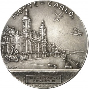 Albert Ier (1889-1922). Médaille, Premier rallye aérien d’hydravions de Monaco par Tony Szirmaï 1914, Paris.