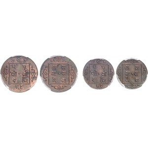 Népal (royaume du) (1750-2006). Série de 1 dam, 1/2 paisa, 1 paisa et 2 paisa VS 1964 (1907) et VS 1968 (1911).