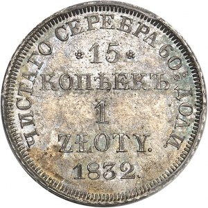 Nicolas Ier (1825-1855). 15 kopecks ou zloty 1832, Saint-Pétersbourg.