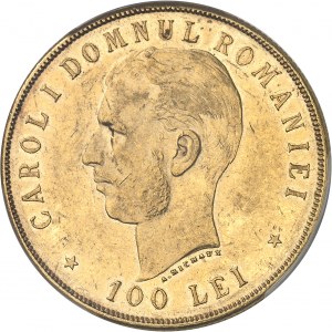 Charles Ier de Roumanie (1866-1914). 100 lei, 40e anniversaire de règne 1906, Bruxelles.