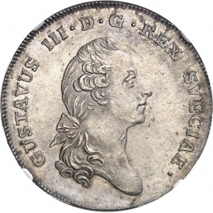 Gustave III (1771-1792). Riksdaler (3 daler Silvermynt) 1776 OL, Stockholm.