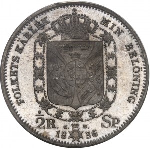 Charles XIV Jean (1818-1844). 1/2 riksdaler specie, Flan bruni (PROOF) 1836 CB, Stockholm.