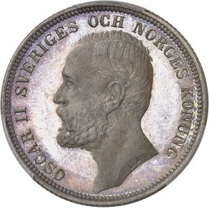 Oscar II (1872-1907). 2 kronor, Flan bruni (PROOF) 1890 EB, Stockholm.
