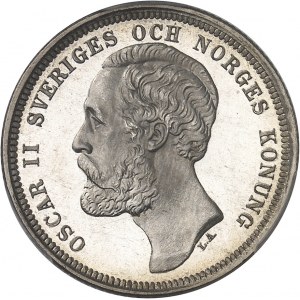 Oscar II (1872-1907). 1 krona, Flan bruni (PROOF) 1889 EB, Stockholm.