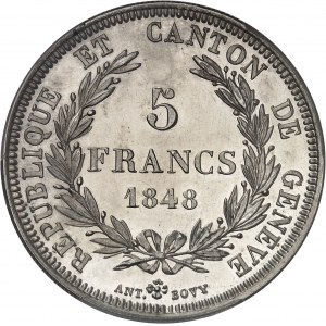 Genève (canton de). 5 francs 1848.