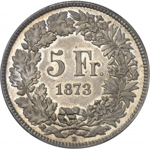 Confédération Helvétique (1848 à nos jours). 5 francs 1873, B, Berne.