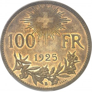 Confédération Helvétique (1848 à nos jours). Essai de 100 francs tranche lisse 1925, B, Berne.