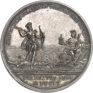 Amérique-Canada (colonies françaises), Louis XV (1715-1774). Médaille, Combat du 8 juin 1755 et préliminaires coloniaux de la Guerre de Sept ans, par Peter Paul Werner 1755, Nuremberg.