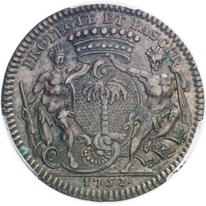 Amérique-Canada (colonies françaises), Louis XV (1715-1774). Jeton de Mathurin Bellabre, Maire de Nantes, aux Amérindiens par Duvivier 1752, Paris.