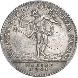 Amérique-Canada (colonies françaises), Louis XV (1715-1774). Jeton “NON VILIUS AUREO” au Neptune 1741-1755, Paris.