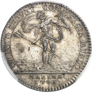 Amérique-Canada (colonies françaises), Louis XV (1715-1774). Jeton “NON VILIUS AUREO” au Neptune 1741-1755, Paris.