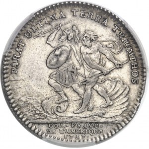 Amérique-Canada (colonies françaises), Louis XV (1715-1774). Jeton “PARAT ULTIMA TERRA TRIUMPHOS” par R. Filius 1757, Paris.