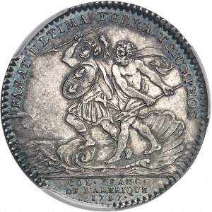 Amérique-Canada (colonies françaises), Louis XV (1715-1774). Jeton “PARAT ULTIMA TERRA TRIUMPHOS” par F. Marteau 1757, Paris.