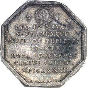 Louis XVI (1774-1792). Jeton, don du clergé pour la flotte d’aide aux indépendantistes américains, 2e type par Duvivier 1782, Paris.