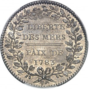 Louis XVI (1774-1792). Jeton Liberté des mers et Traité de Versailles par Gatteaux 1783, Paris.