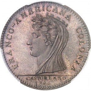 Castorland (1792-1800). Jeton d’un 1/2 dollar, frappe avec coins d’origine 1796 (avant 1830), Paris.