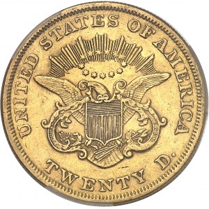 République fédérale des États-Unis d’Amérique (1776-à nos jours). 20 dollars Liberty, sans devise 1855, Philadelphie.